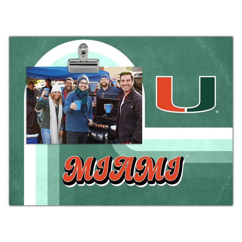 slide 1 of 1, 8'' x 10'' NCAA Miami Hurricanes Picture Frame: MDF Easel Back, Holds 4x6 Photo, 1 ct