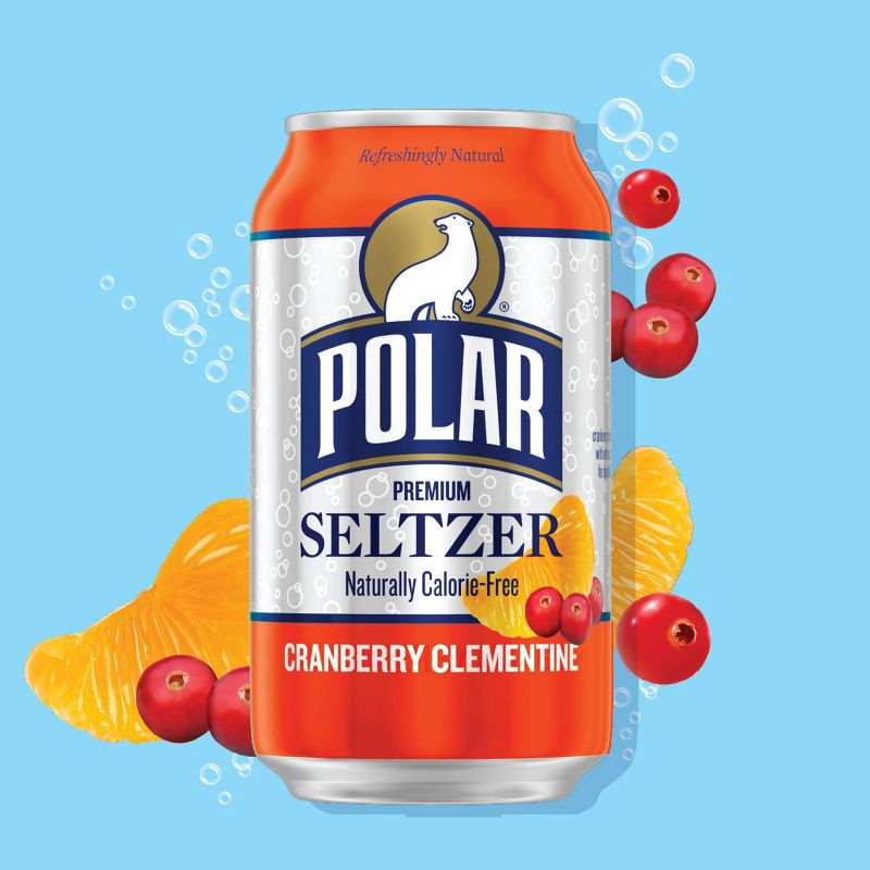 slide 2 of 7, Polar Beverages Cranberry Clementine Seltzer Water - 8pk/12 fl oz Cans, 8 ct; 12 fl oz