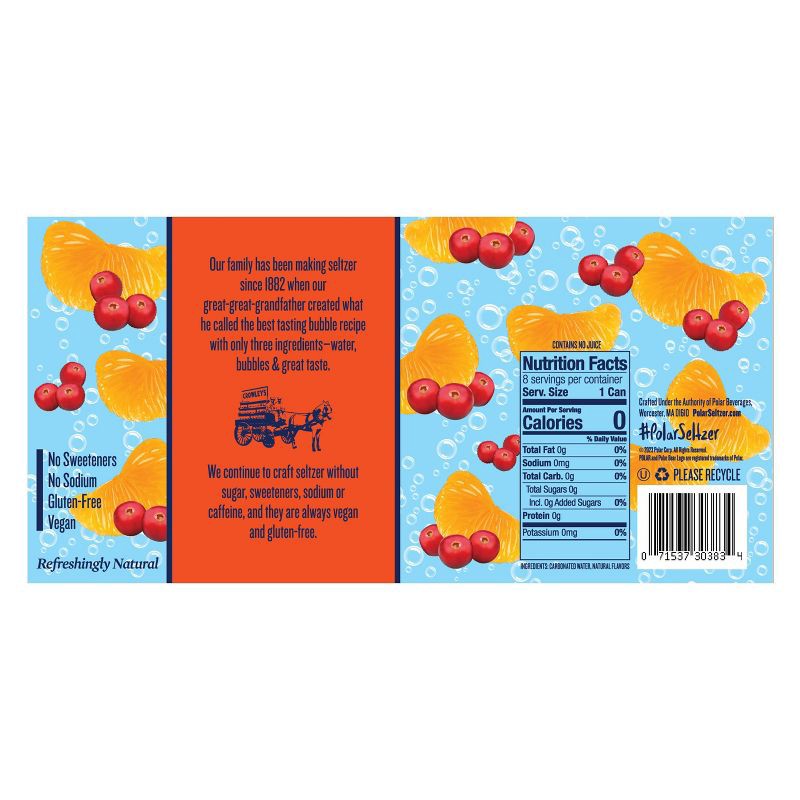 slide 6 of 7, Polar Beverages Cranberry Clementine Seltzer Water - 8pk/12 fl oz Cans, 8 ct; 12 fl oz