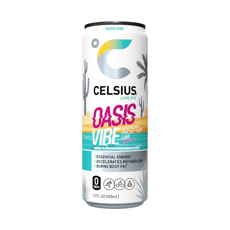 slide 1 of 4, Celsius Sparkling Oasis Vibe Energy Drink - 12 fl oz Can, 12 fl oz