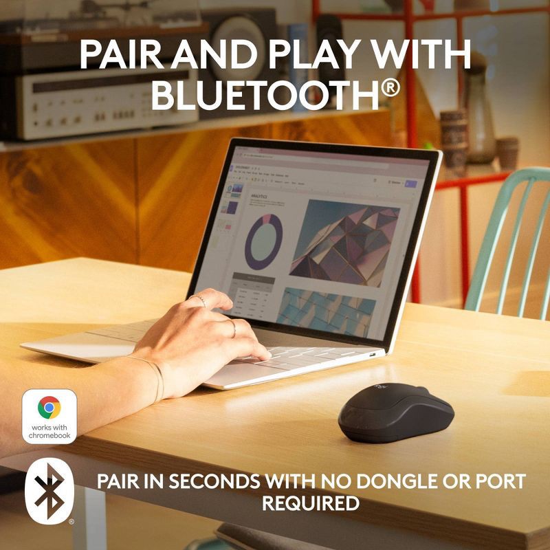 slide 2 of 8, Logitech M240 Wireless Mouse - Black: Bluetooth for Windows, macOS & Chrome OS, 1 ct