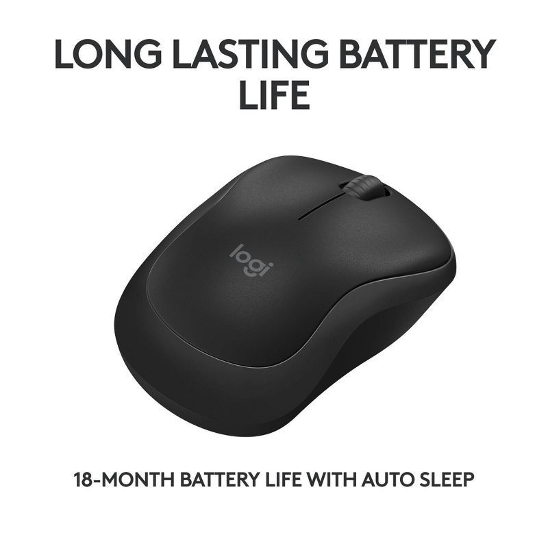 slide 4 of 8, Logitech M240 Wireless Mouse - Black: Bluetooth for Windows, macOS & Chrome OS, 1 ct