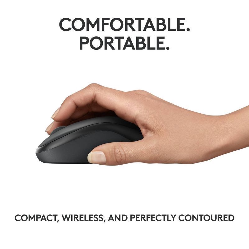 slide 5 of 8, Logitech M240 Wireless Mouse - Black: Bluetooth for Windows, macOS & Chrome OS, 1 ct