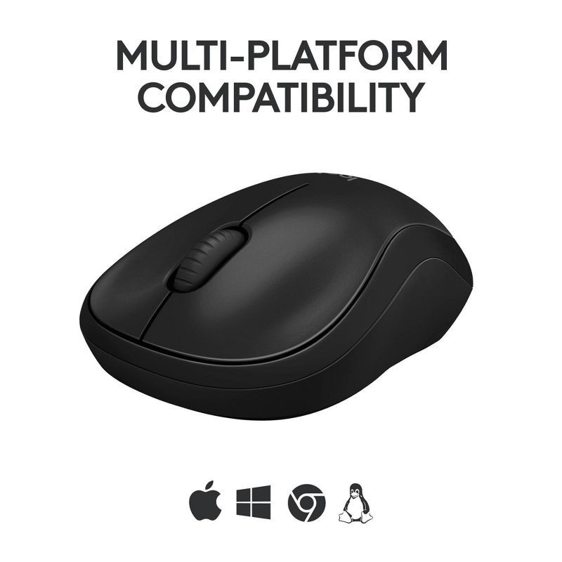 slide 6 of 8, Logitech M240 Wireless Mouse - Black: Bluetooth for Windows, macOS & Chrome OS, 1 ct