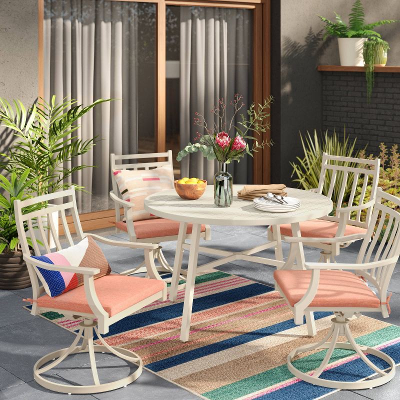 slide 4 of 4, 5'x7' Striped Rectangular Braided Outdoor Area Rug Multicolor Pastels - Threshold™, 1 ct