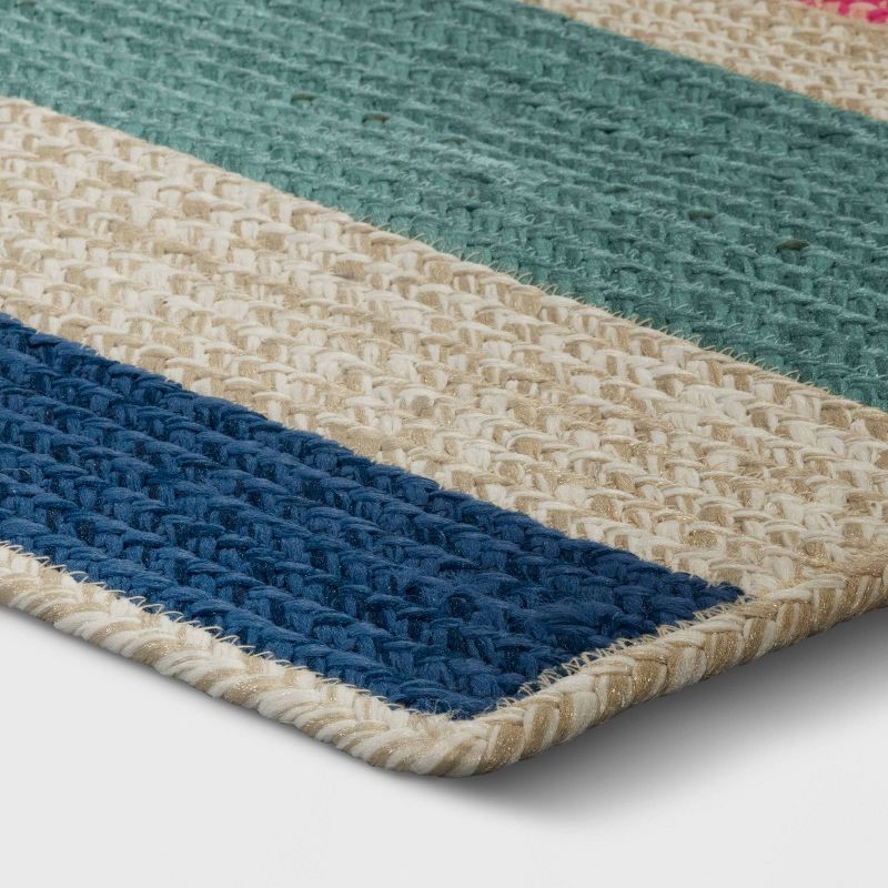 slide 2 of 4, 5'x7' Striped Rectangular Braided Outdoor Area Rug Multicolor Pastels - Threshold™, 1 ct