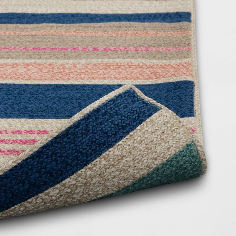slide 3 of 4, 5'x7' Striped Rectangular Braided Outdoor Area Rug Multicolor Pastels - Threshold™, 1 ct
