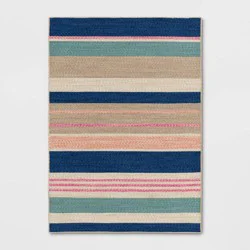 5'x7' Striped Rectangular Braided Outdoor Area Rug Multicolor Pastels - Threshold™
