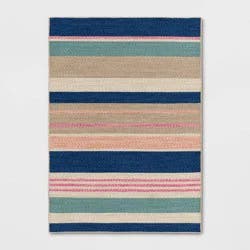 5'x7' Striped Rectangular Braided Outdoor Area Rug Multicolor Pastels - Threshold™