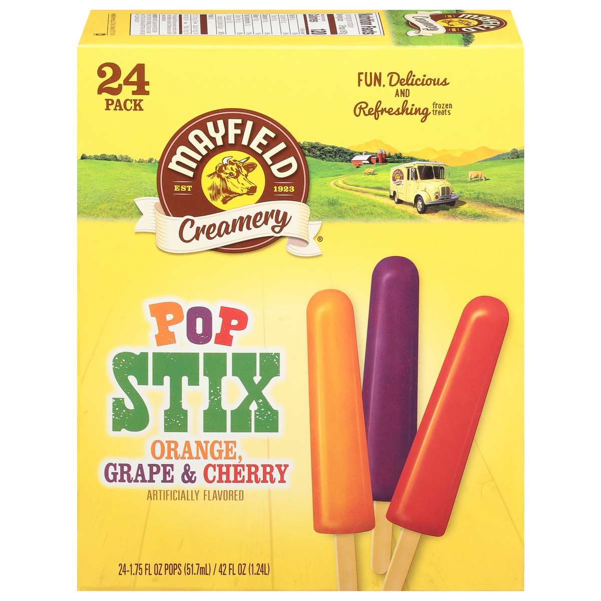 slide 1 of 9, Mayfield Creamery Orange Grape & Cherry Pop Stix 24 - 1.75 fl oz Packs, 24 ct