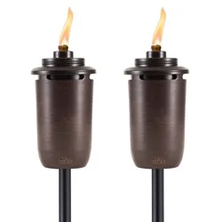 TIKI 65" 2pk Honey Ombre Metal Outdoor Torch Bronze: Elegant Patio Lighting, No Battery Required