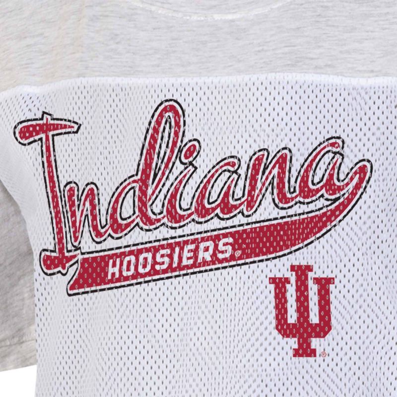 slide 3 of 3, NCAA Indiana Hoosiers Women's White Mesh Yoke T-Shirt - L, 1 ct