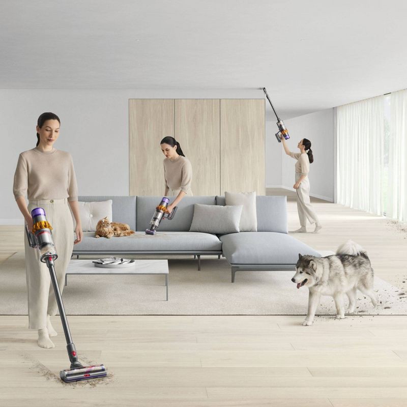 slide 2 of 10, Dyson V15 Detect Cordless Stick Vacuum: Multi-Surface, Bagless, Lithium Ion Battery, 3 Speeds, Yellow, 1 ct