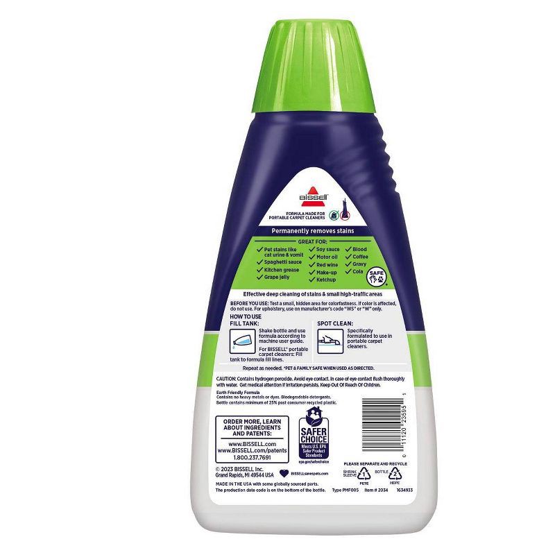 slide 2 of 2, BISSELL 32oz Pet Pro Oxy Spot & Stain - 2034: Carpet Cleaner Solution for Upholstery, Pet Beds, and Fabric, 32 oz