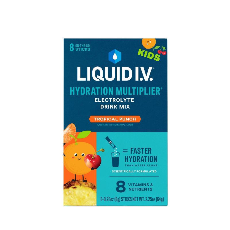 slide 2 of 12, Liquid I.V. Hydration Multiplier Kids' Electrolyte Drink - Tropical Punch - 2.25oz/8ct, 4.51 oz, 8 ct