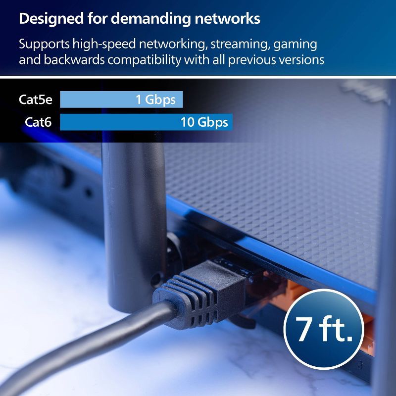slide 3 of 8, Philips 7' Cat6 Ethernet Cable - Black, 1 ct