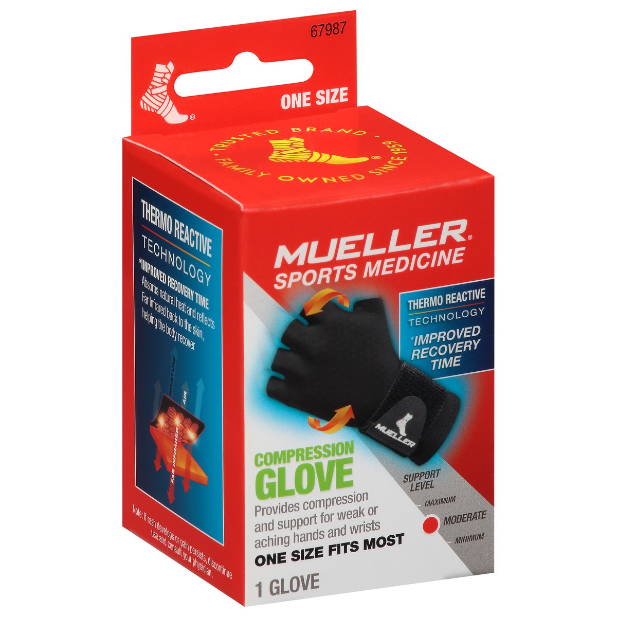slide 9 of 9, Mueller Moderate One Size Compression Glove One Size 1 ea, 1 ct