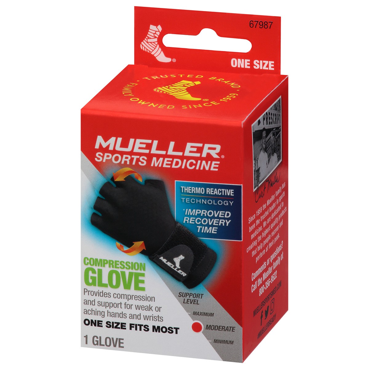 slide 7 of 9, Mueller Moderate One Size Compression Glove One Size 1 ea, 1 ct