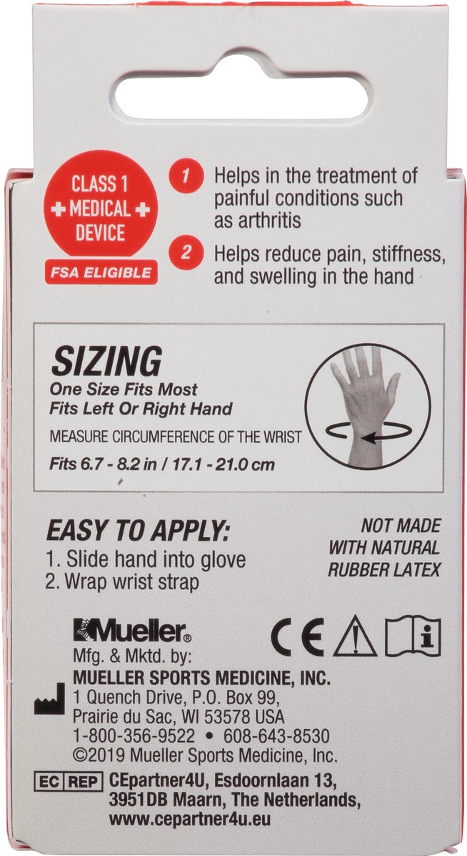 slide 3 of 9, Mueller Moderate One Size Compression Glove One Size 1 ea, 1 ct