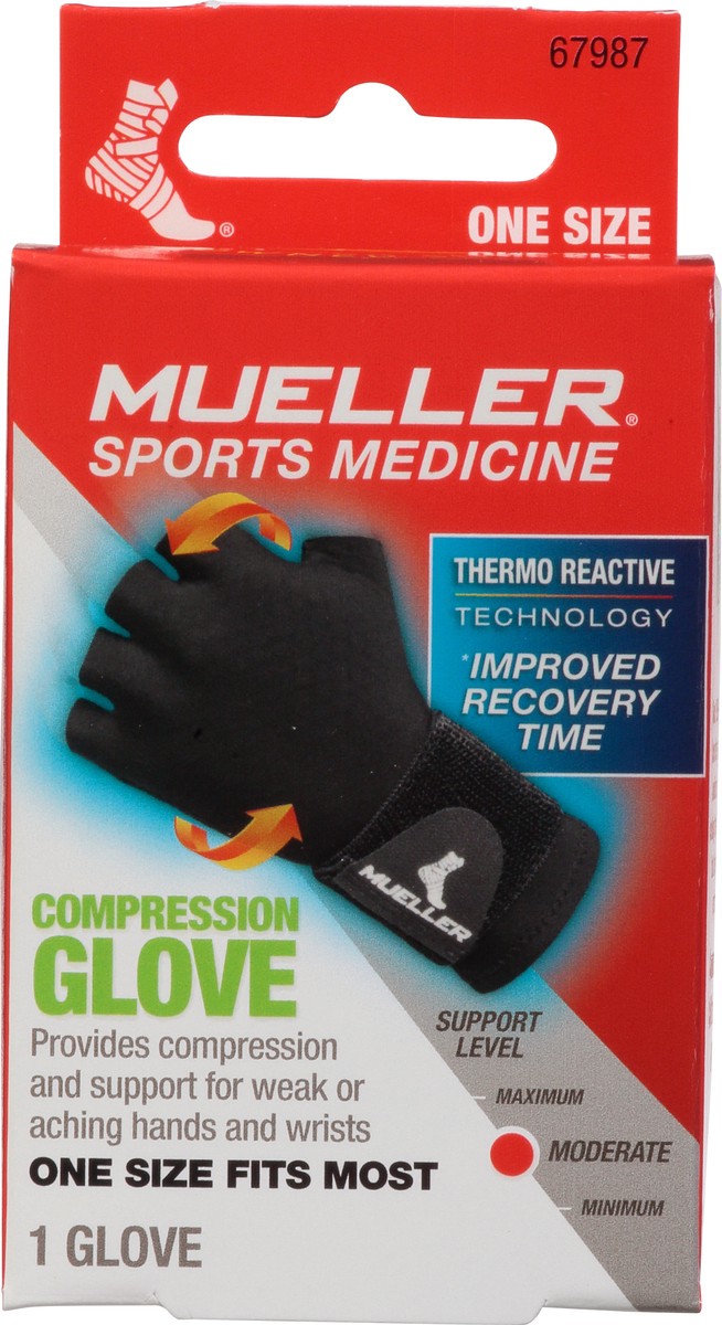 slide 6 of 9, Mueller Moderate One Size Compression Glove One Size 1 ea, 1 ct