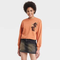 Women's Afro Unicorn 3 Character Graphic Sweatshirt - Rust S
