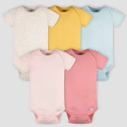 Gerber Baby 5pk Short Sleeve Onesies - Blue/Pink 0-3M