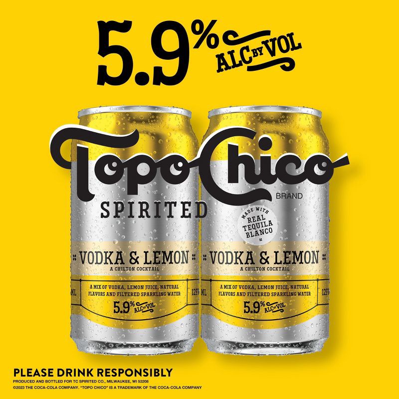 slide 4 of 9, Topo Chico Hard Seltzer Topo Chico Spirited Vodka & Lemon - 4pk/12 fl oz Cans, 4 ct; 12 fl oz