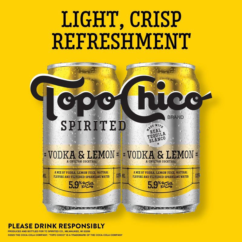 slide 9 of 9, Topo Chico Hard Seltzer Topo Chico Spirited Vodka & Lemon - 4pk/12 fl oz Cans, 4 ct; 12 fl oz