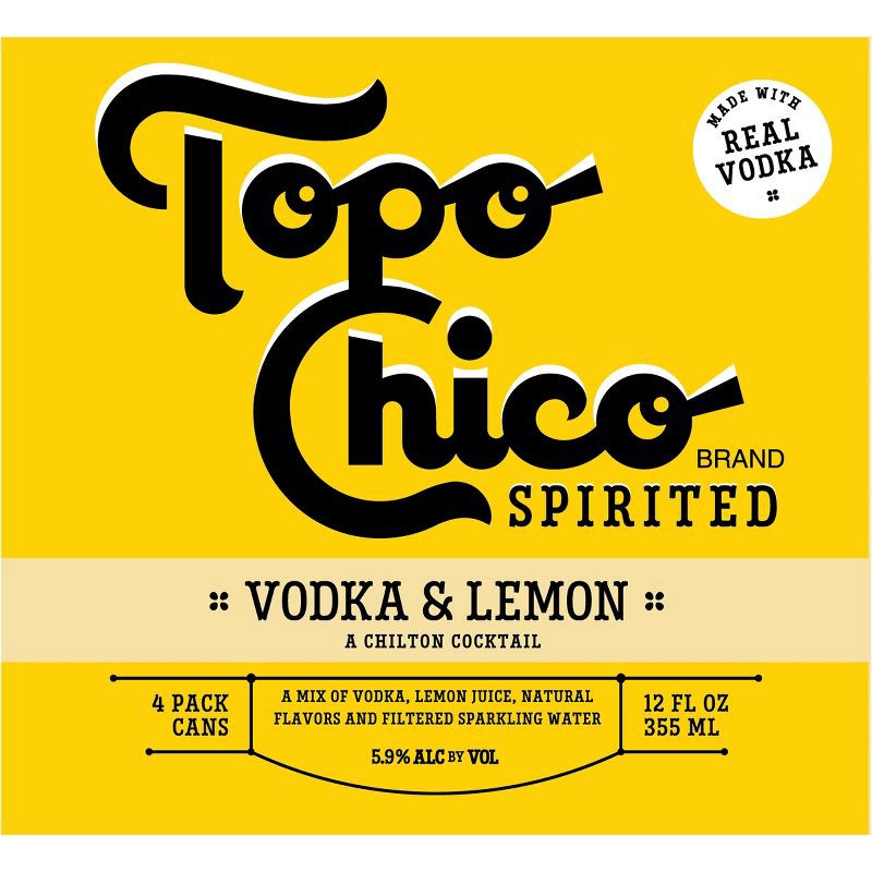 slide 2 of 9, Topo Chico Hard Seltzer Topo Chico Spirited Vodka & Lemon - 4pk/12 fl oz Cans, 4 ct; 12 fl oz