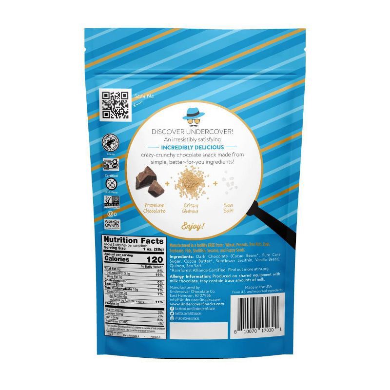 slide 3 of 4, Undercover Snacks Undercover Dark Chocolate + Sea Salt Chocolate Quinoa Crisps - 3oz, 3 oz