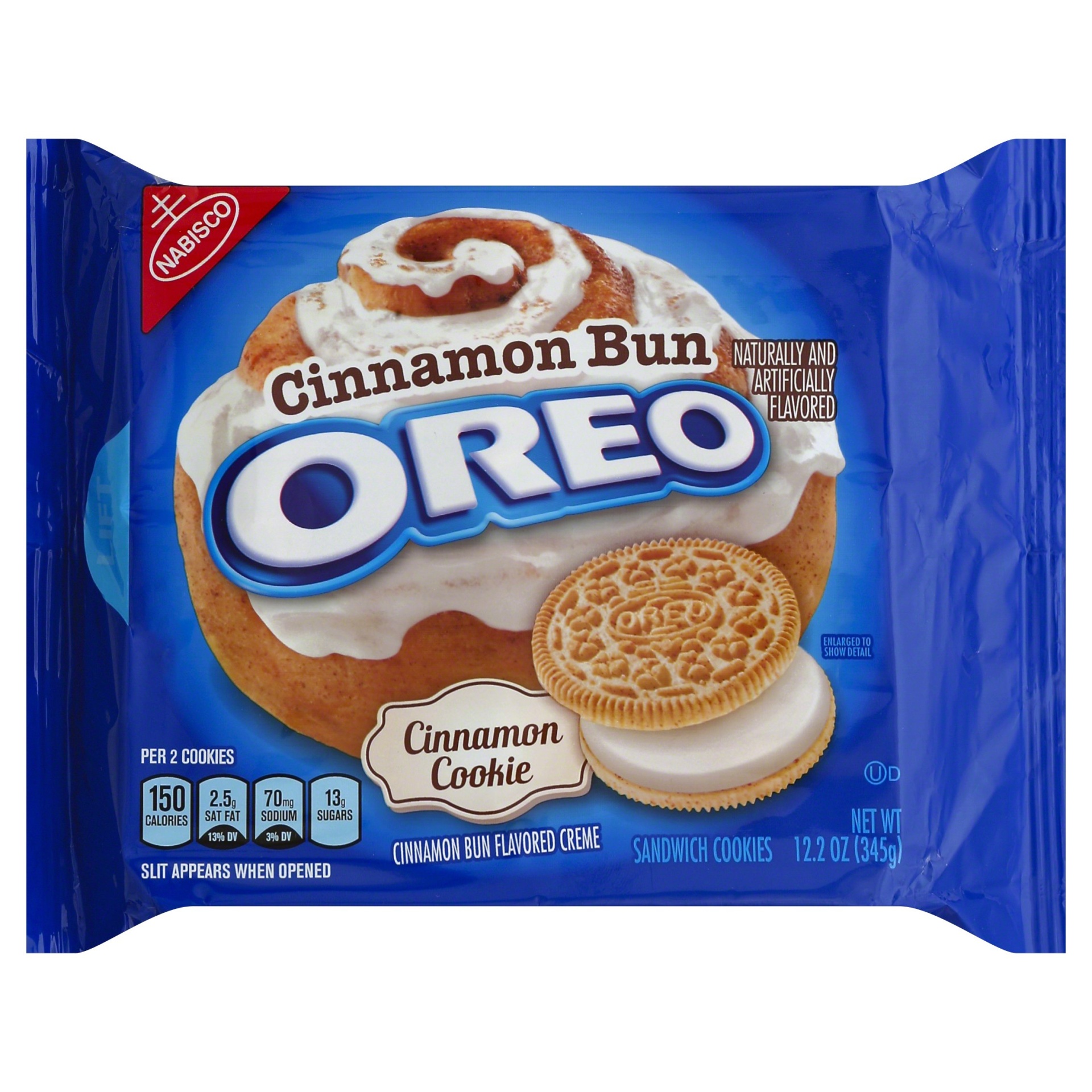 slide 1 of 6, Oreo Cinnamon Bun Sandwich Cookies, 12.2 oz