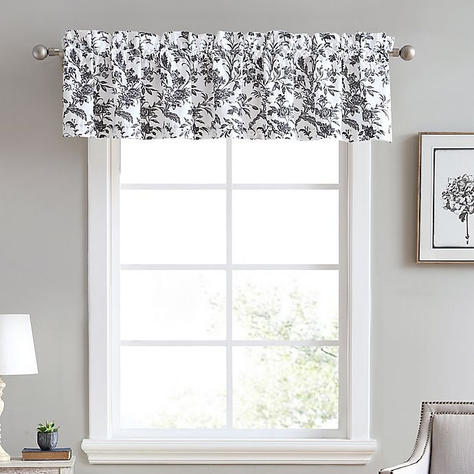 slide 1 of 3, Laura Ashley Amberley Rod Pocket Window Valance - Black/White, 1 ct