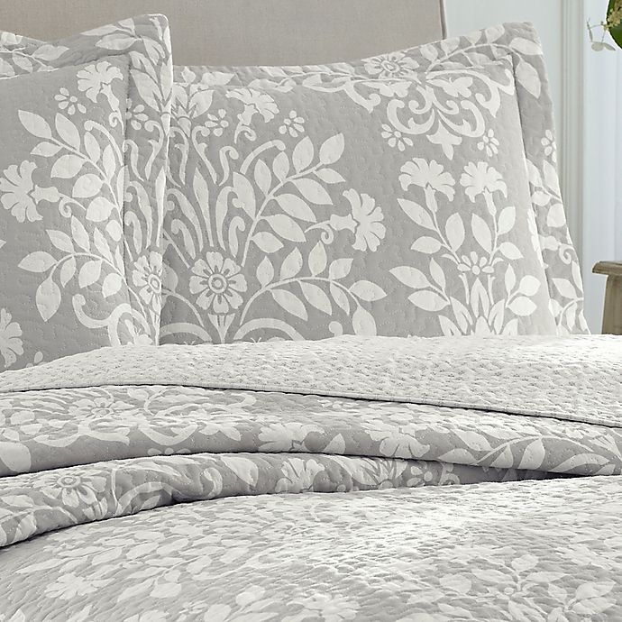 slide 2 of 3, Laura Ashley Rowland King Quilt Set - Grey, 3 ct