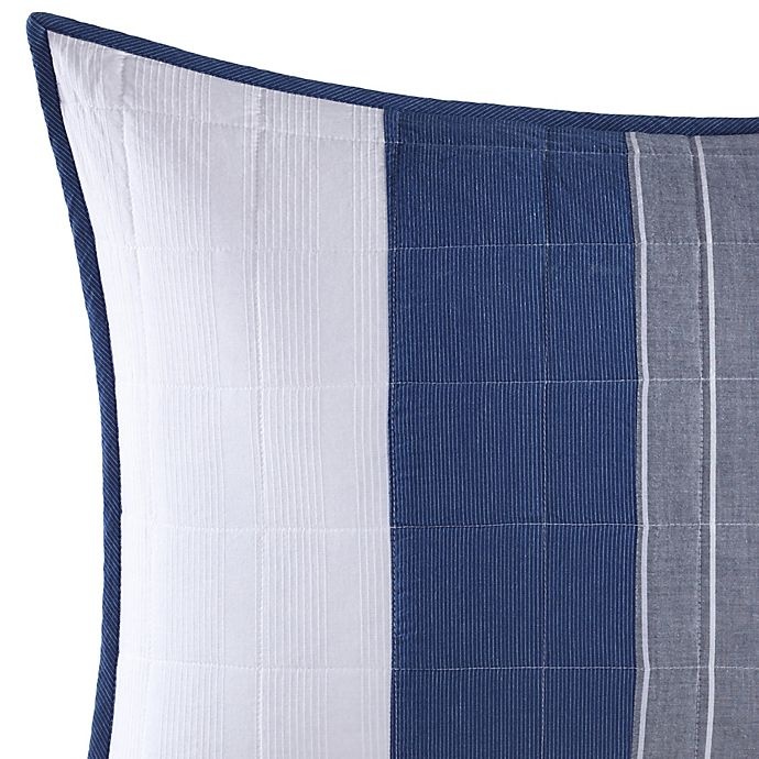 slide 2 of 2, Nautica Swale Striped Standard Pillow Sham - Navy, 1 ct