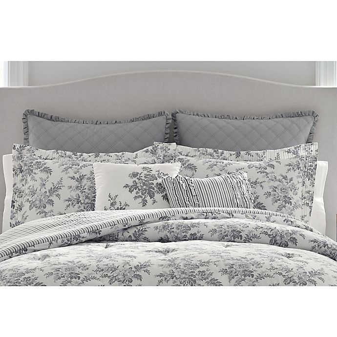 slide 2 of 3, Laura Ashley Annalise Reversible Full/Queen Comforter Set - Grey, 1 ct