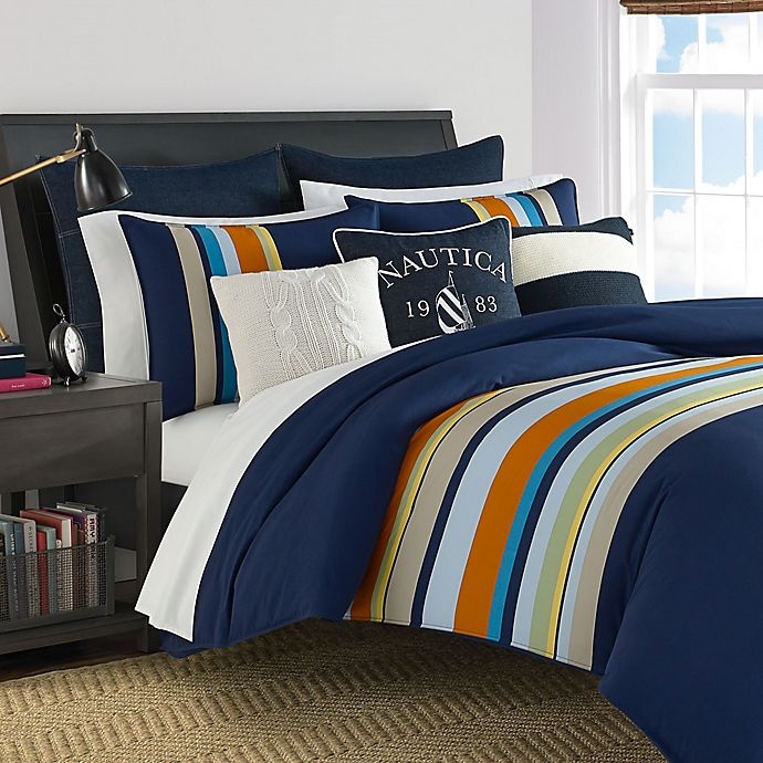 slide 2 of 3, Nautica Heritage Sailing Stripe Reversible Twin Comforter Set - Navy, 1 ct