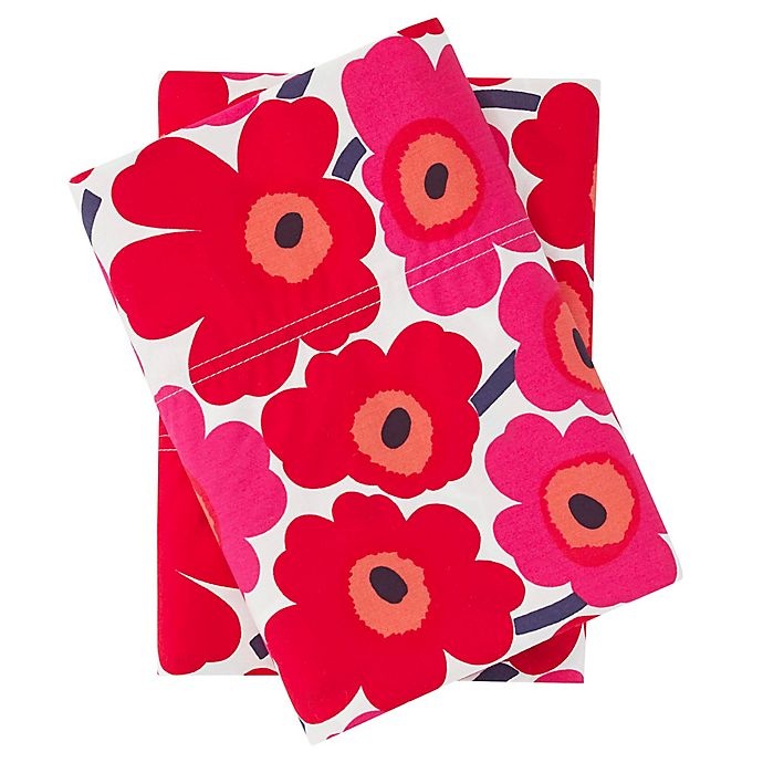 slide 2 of 3, Marimekko Unikko Standard Pillowcases - Red, 2 ct