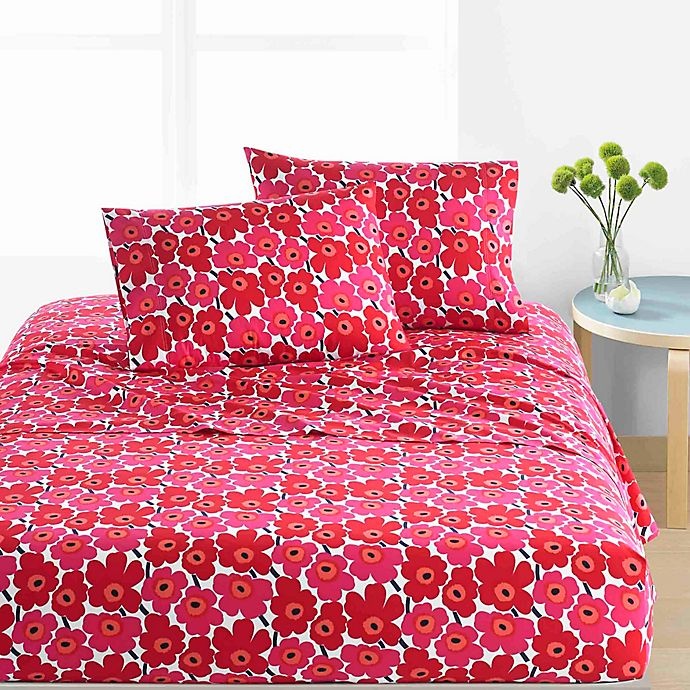 slide 3 of 3, Marimekko Unikko Standard Pillowcases - Red, 2 ct