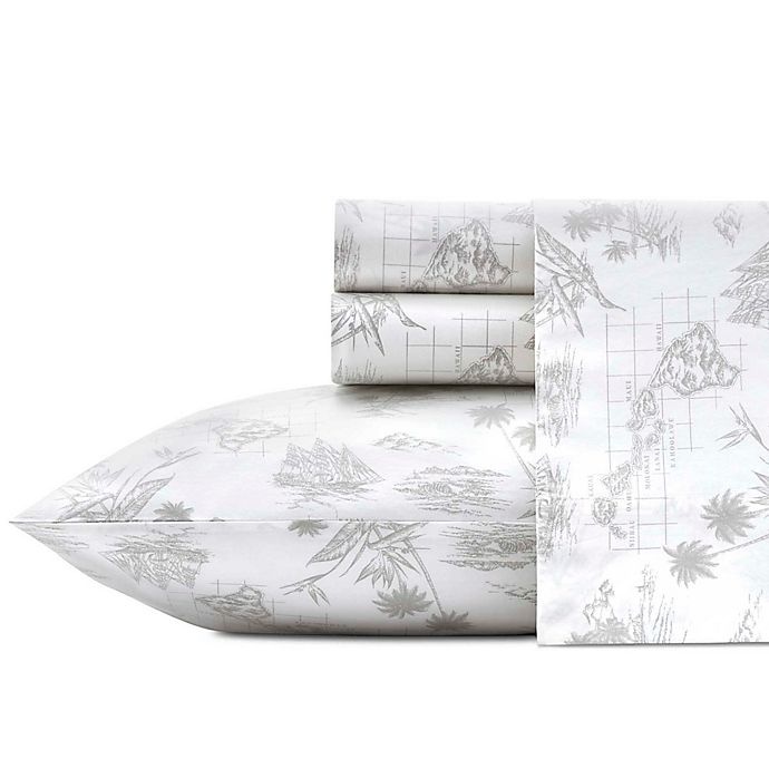 slide 2 of 2, Tommy Bahama Vintage Map Queen Sheet Set - Grey, 1 ct