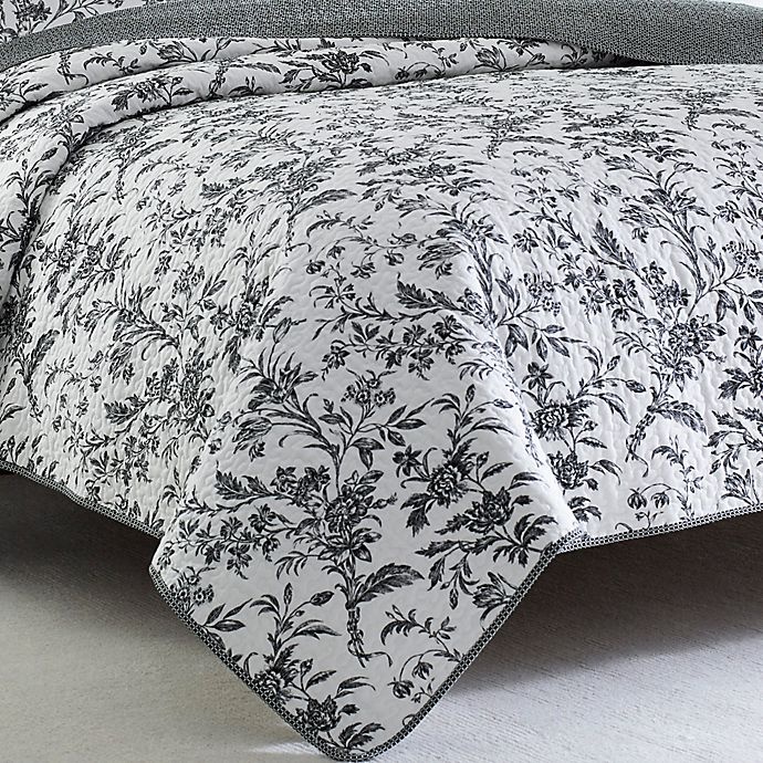 slide 2 of 3, Laura Ashley Amberley Twin Quilt Set - Black, 2 ct