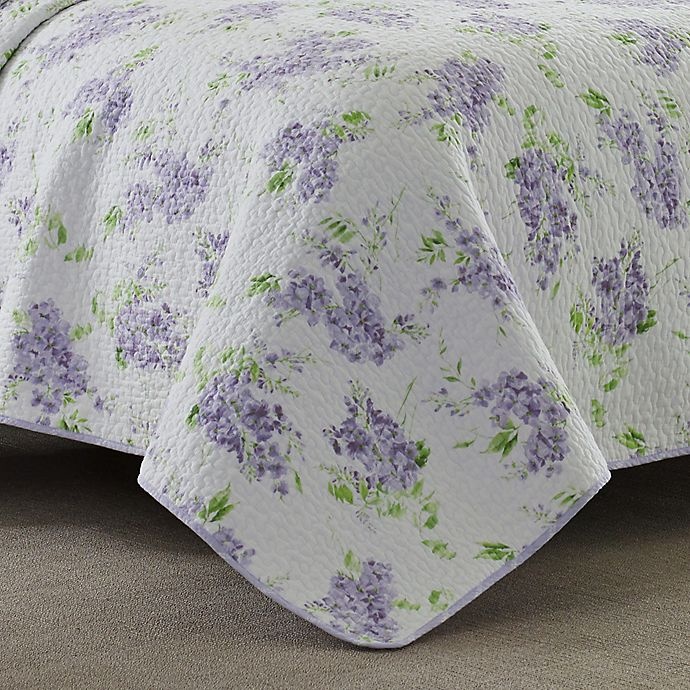 slide 4 of 4, Laura Ashley Keighley Twin Quilt Set - Lilac, 1 ct