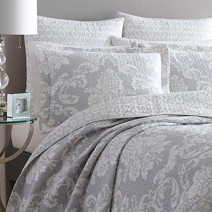 slide 3 of 3, Laura Ashley Venetia Twin Quilt Set - Grey, 2 ct