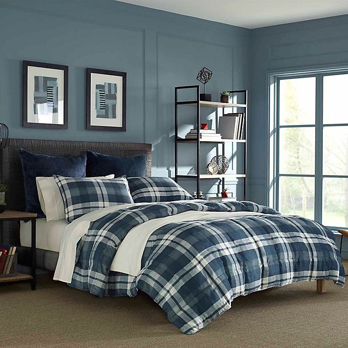 slide 1 of 3, Nautica Crossview Plaid Reversible Twin/Twin XL Comforter Set - Navy, 1 ct