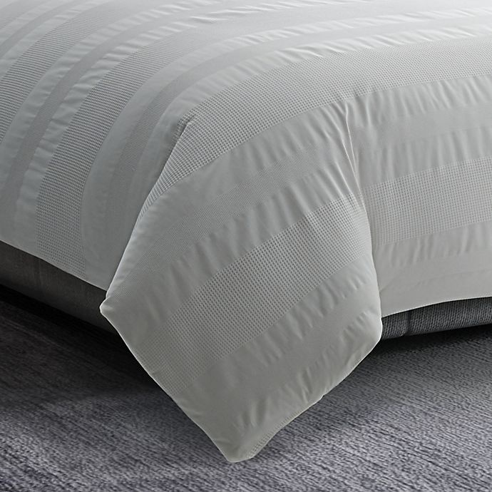 slide 2 of 3, Vera Wang Waffle Stripe Queen Duvet Cover Set - White, 1 ct