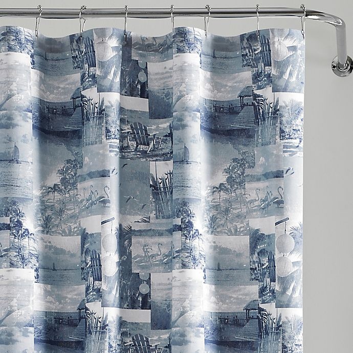 slide 2 of 3, Tommy Bahama Wish You Were Here Chambray Blue Shower Curtain, 1 ct