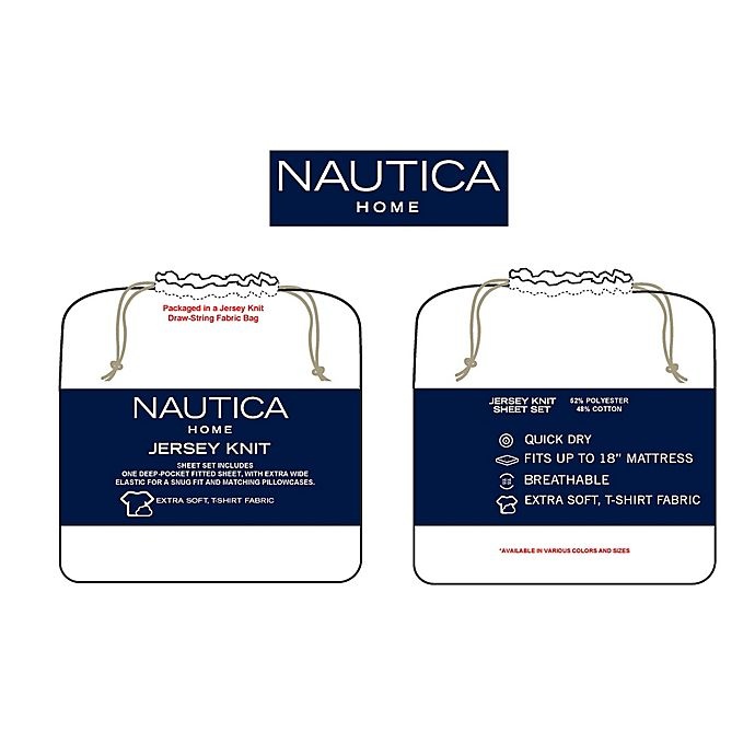 slide 4 of 4, Nautica Jersey Knit Solid Full Sheet Set - White, 1 ct