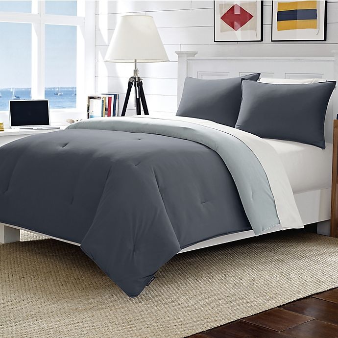 slide 2 of 8, Nautica Solid Reversible Microfiber King Comforter Set - Grey, 1 ct