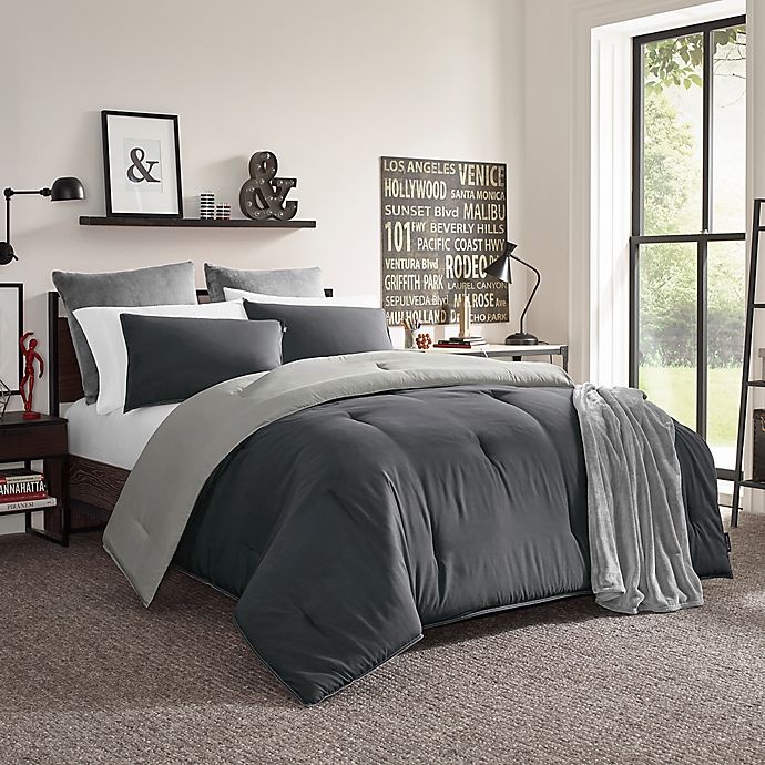 slide 8 of 8, Nautica Solid Reversible Microfiber King Comforter Set - Grey, 1 ct