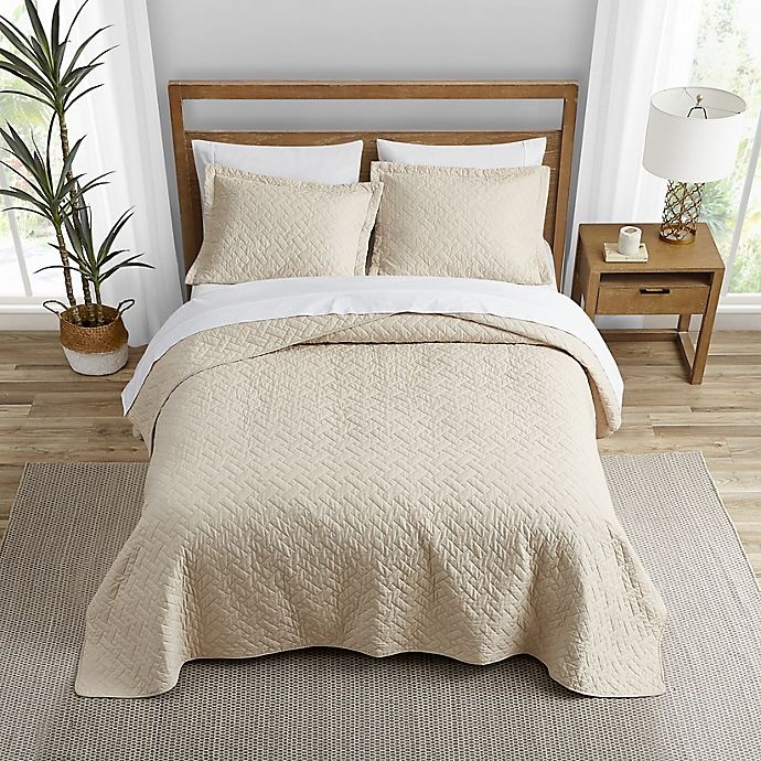 slide 2 of 6, Tommy Bahama Solid Raffia Twin Quilt Set - Dune, 2 ct