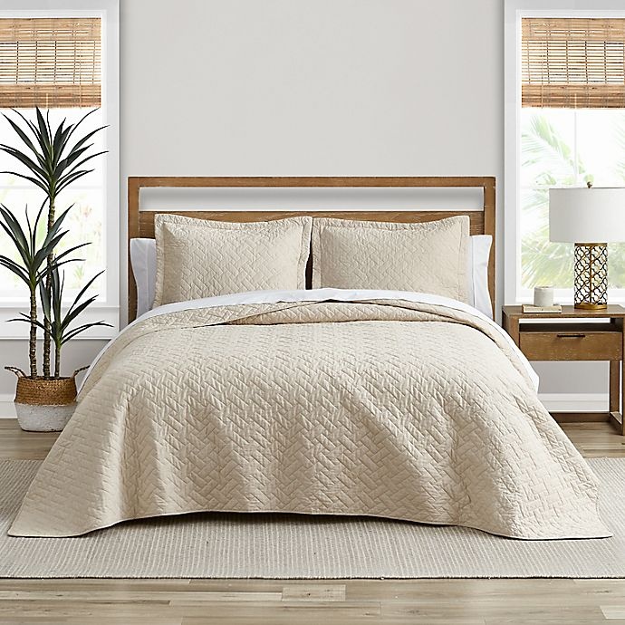 slide 1 of 6, Tommy Bahama Solid Raffia Twin Quilt Set - Dune, 2 ct